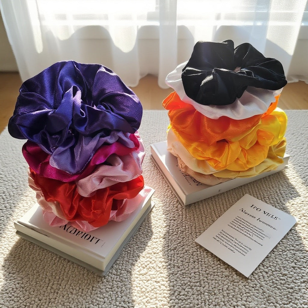 Cross-Border European and American Hair Ties, Korean Style Large Intestine Satin Cloth Head Flower, High-End Hair Balls, Scalp Tendon Hair Accessories - image 3