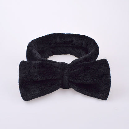 New Korean Style Internet Celebrity Women's Bow Hair Band Solid Color Flannel Face Wash Makeup Apply Mask Hair Band Hair Band - image 4