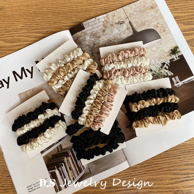 Hong Kong Slip Same Style Silk Silks and Satins Elegant Silks and Satins Headband Small Intestine Hair Tie Korean Hair Rope Thin Rubber Band Hair Accessories - image 1