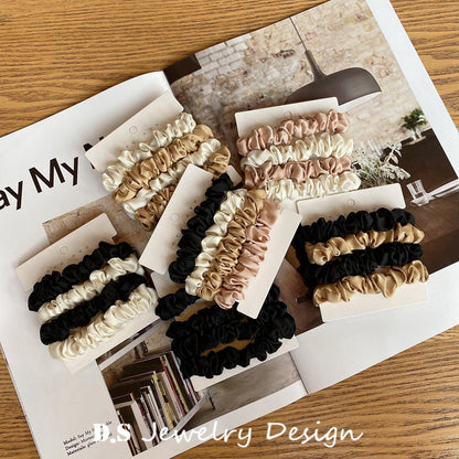 Hong Kong Slip Same Style Silk Silks and Satins Elegant Silks and Satins Headband Small Intestine Hair Tie Korean Hair Rope Thin Rubber Band Hair Accessories - image 1