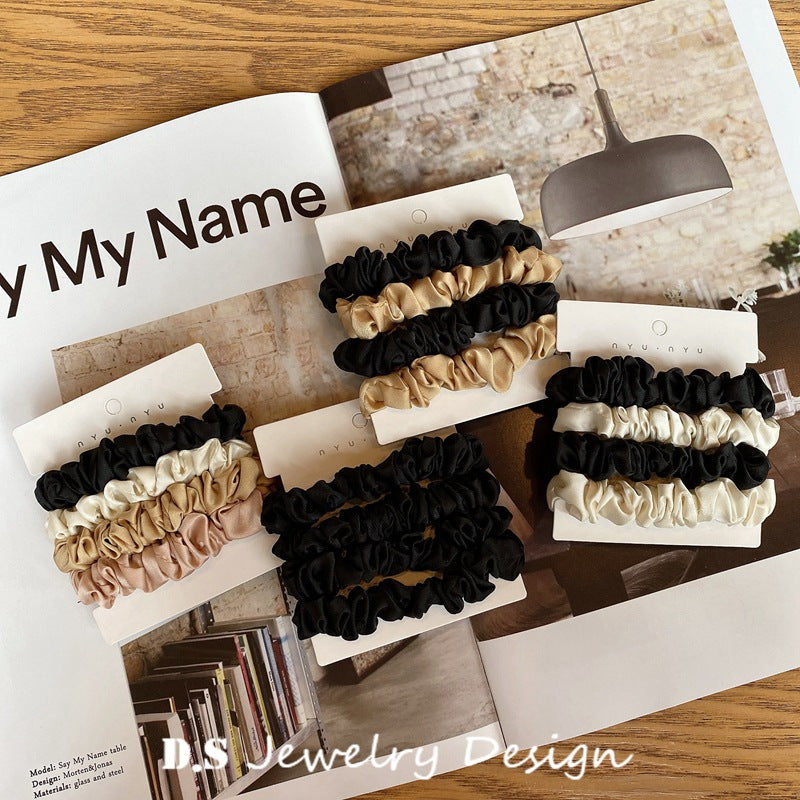 Hong Kong Slip Same Style Silk Silks and Satins Elegant Silks and Satins Headband Small Intestine Hair Tie Korean Hair Rope Thin Rubber Band Hair Accessories - image 3