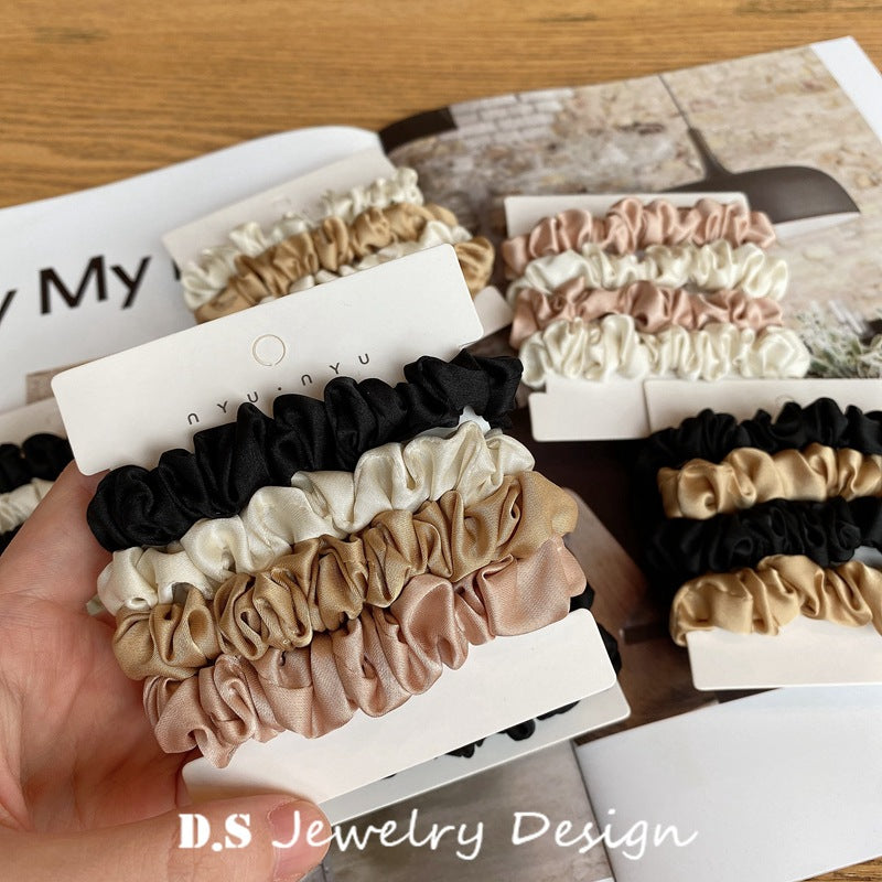 Hong Kong Slip Same Style Silk Silks and Satins Elegant Silks and Satins Headband Small Intestine Hair Tie Korean Hair Rope Thin Rubber Band Hair Accessories - image 4
