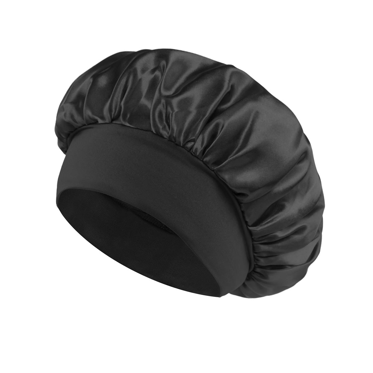 European and American Classic Solid Color Shower Cap for Adults Cross-Border Hot Selling Fashion Satin Wide-Brimmed Nightcap Ladies Chemotherapy Hair Care - image 4