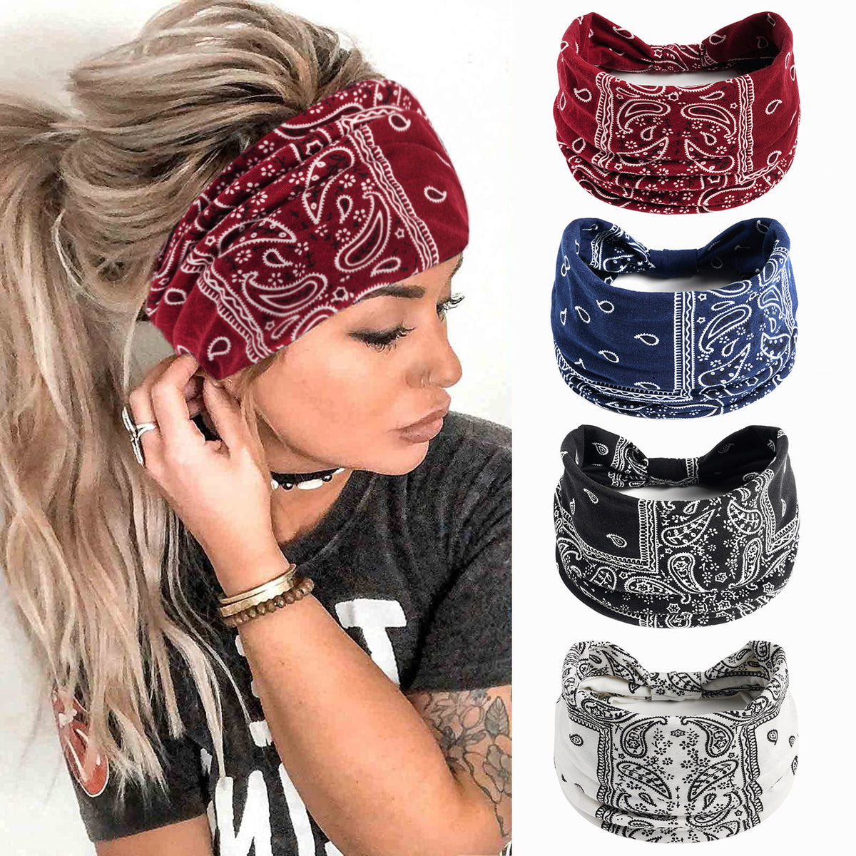 Bohemian Cashew Yoga Sports Hair Band Anti-sweat Sweat Stretch Cotton Headband Women's Headwear Hair Accessories - image 1
