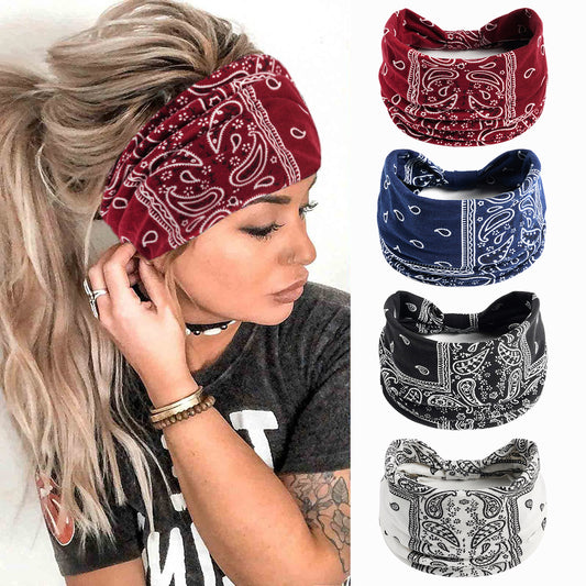Bohemian Cashew Yoga Sports Hair Band Anti-sweat Sweat Stretch Cotton Headband Women's Headwear Hair Accessories - image 1