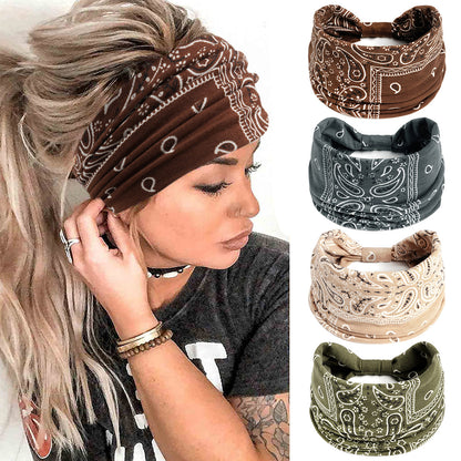 Bohemian Cashew Yoga Sports Hair Band Anti-sweat Sweat Stretch Cotton Headband Women's Headwear Hair Accessories - image 2