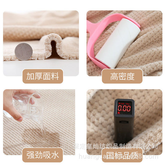 [Double-Layer Thickeneding] New Pineapple Plaid Dry Hair Cap, Dry Hair Towel, Absorbent Shower Cap, Coral Velvet Soft Turban - image 2