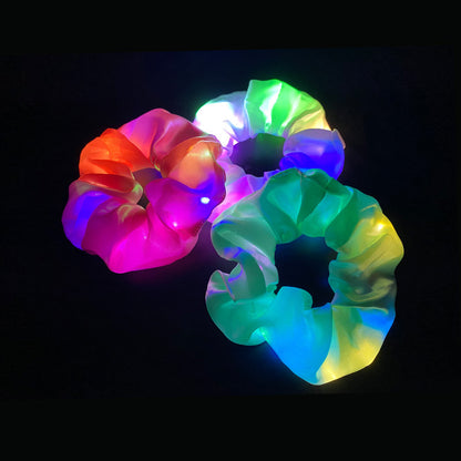 Led Luminous Large Intestine Hair Ring DIY Night Light Flower Shiny Support Fat Intestine Head Rope Nightclub Rubber Band Cross-Border Hair Accessories - image 1