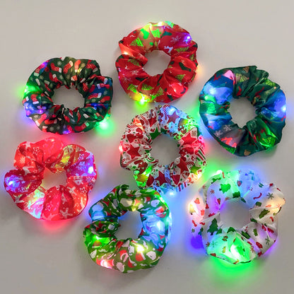 Led Luminous Large Intestine Hair Ring DIY Night Light Flower Shiny Support Fat Intestine Head Rope Nightclub Rubber Band Cross-Border Hair Accessories - image 3