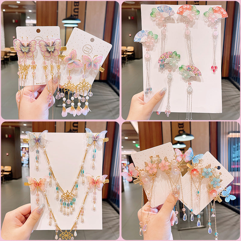 Chinese Style Kidsren's Headwear Set Girls Han Dynasty Hairpin Ancient Style Hairpin Step Shake Super Fairy Tassel Butterfly Hair Accessories - image 1