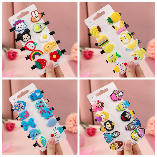 Children's Hair Clips Soft Rubber 10-Piece Set Girls Cute Bb Clips Side Clips Cartoon Hairpins Factory Direct Wholesale Princess - image 2