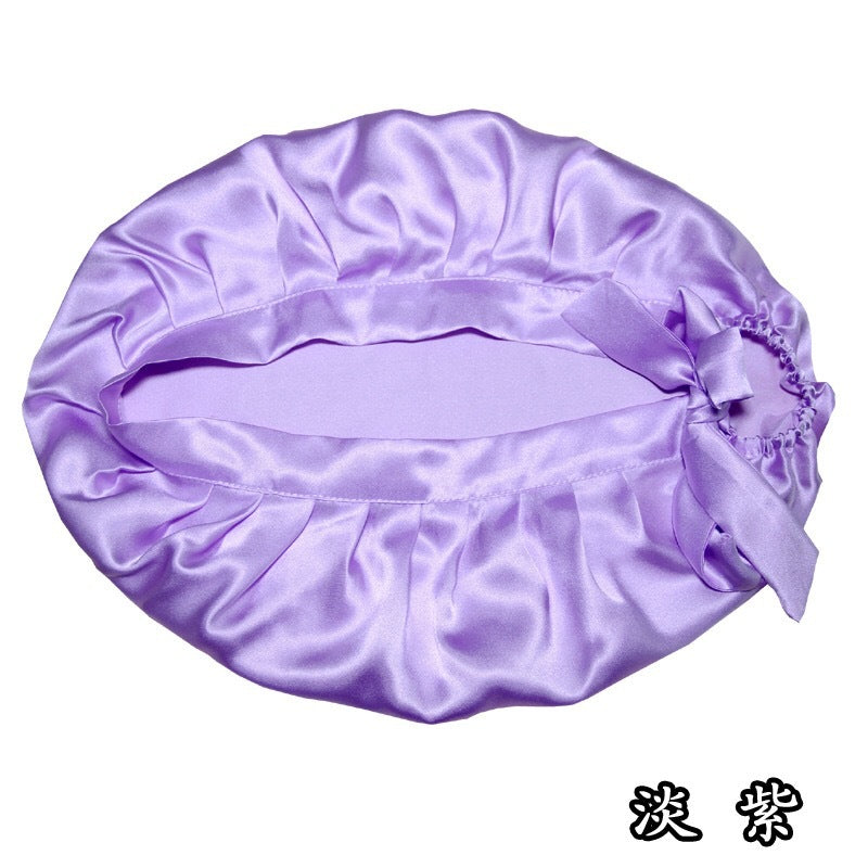 Silk Sleep Cap Hair Cover Comfortable Home Cap Mulberry Silk Hair Care Silk Cap Shower Cap Pleated Tie Postpartum Cap Bathing - image 4