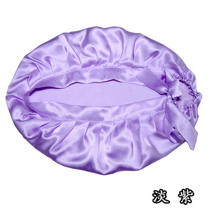 Silk Sleep Cap Hair Cover Comfortable Home Cap Mulberry Silk Hair Care Silk Cap Shower Cap Pleated Tie Postpartum Cap Bathing - image 4