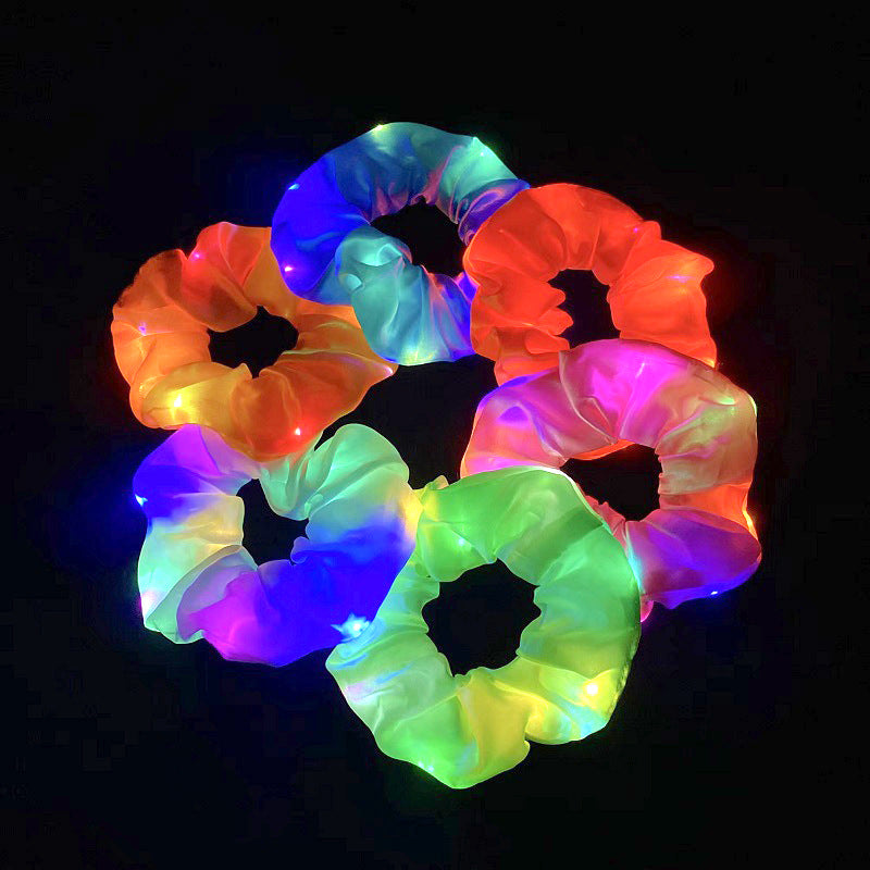 Led Luminous Large Intestine Hair Ring Christmas Shiny Satin Head Rope Fat Intestine Hair Ring Hair Rope Headdress European and American Cross-Border Head Flowe - image 3