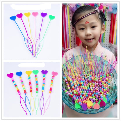 Love hair pull pin beaded hair pull pin children's hair knitting hair accessories tools manufacturers direct supply color beads Diamond beads pull pin - image 1