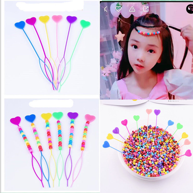 Love hair pull pin beaded hair pull pin children's hair knitting hair accessories tools manufacturers direct supply color beads Diamond beads pull pin - image 2