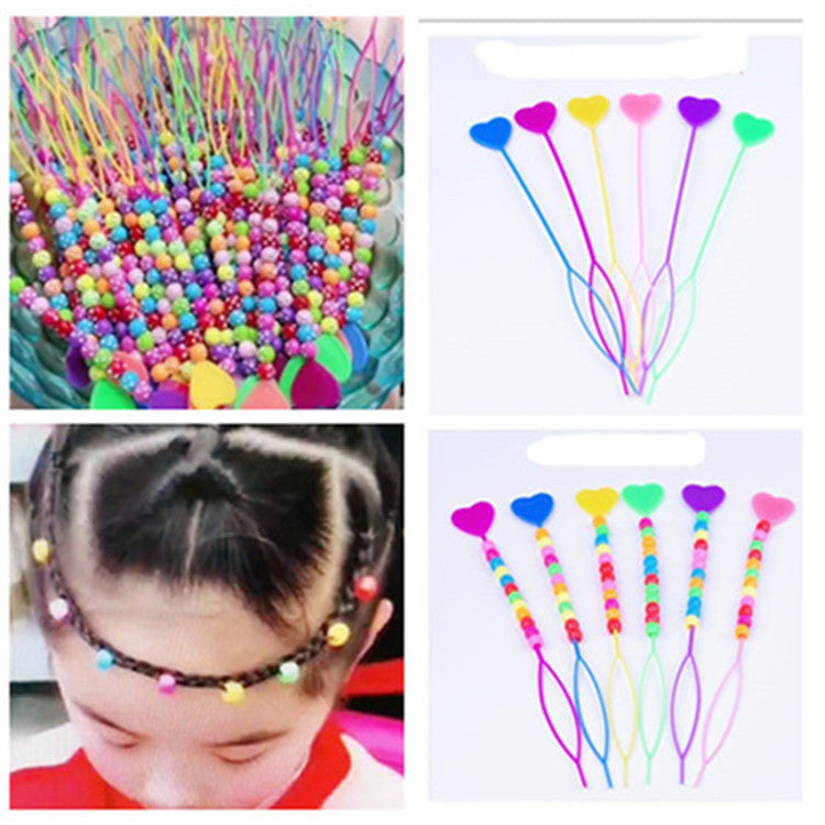 Love hair pull pin beaded hair pull pin children's hair knitting hair accessories tools manufacturers direct supply color beads Diamond beads pull pin - image 3