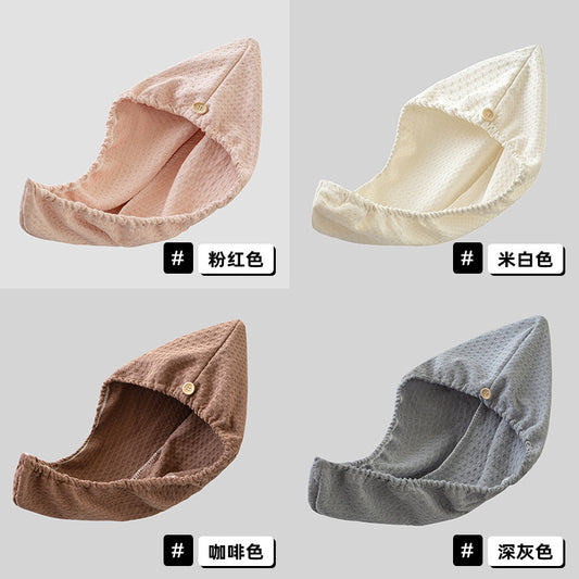 Cross-Border Turban Waffle Dry Hair Cap for Women Super Absorbent and Quick-Drying Microfiber Dry Hair Towel Shower Cap - image 2