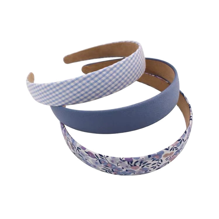 Retro Floral Plaid Pure Color Headband Wide-Brimmed Headband Versatile Outing Card Super Fairy Style Sweet Girl Bm Style - image 5