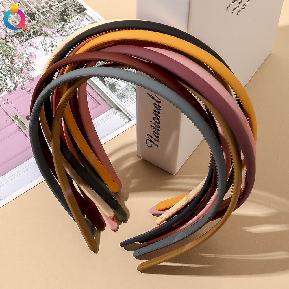 Qiyue Non-slip Toothed Hairband Press Hair Bangs Broken Hair Hoop Simple Black Brown Wash Hair Accessories for Women - image 2