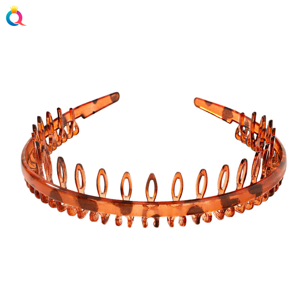 Qiyue Non-slip Toothed Hairband Press Hair Bangs Broken Hair Hoop Simple Black Brown Wash Hair Accessories for Women - image 5