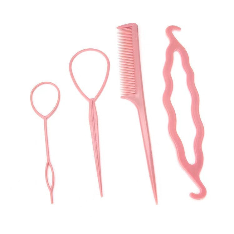 South Korea's New Candy Color Pattern Hair Set Four-Piece Artifact Braid Hair Variety Lazy Styling Tool Hair Styler - image 5