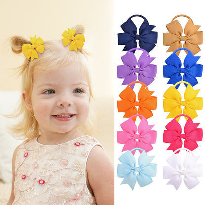 Amazon Kidsren's Hair Accessories Swallowtail Bow Rubber Band Hair Rope 20 Colors V-Shaped Ribbed Ribbon Girls' Hair Tie 2094 - image 1