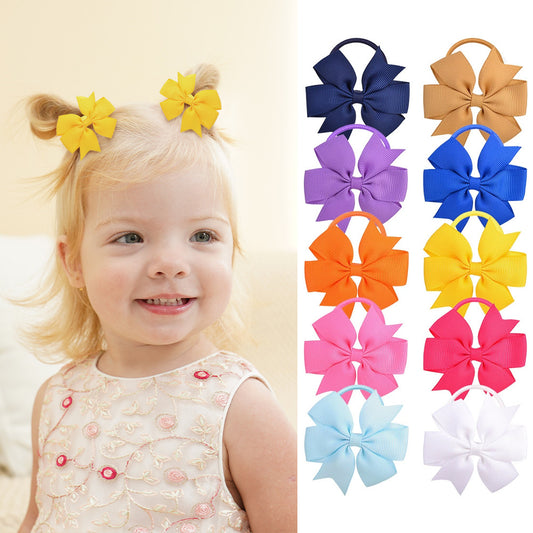 Amazon Kidsren's Hair Accessories Swallowtail Bow Rubber Band Hair Rope 20 Colors V-Shaped Ribbed Ribbon Girls' Hair Tie 2094 - image 1