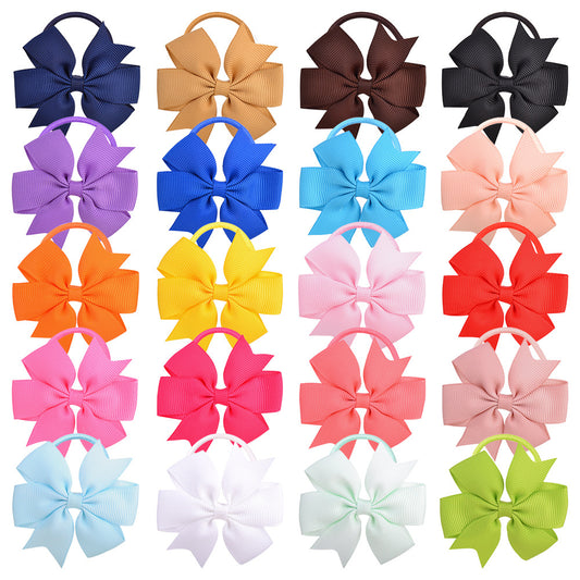 Amazon Kidsren's Hair Accessories Swallowtail Bow Rubber Band Hair Rope 20 Colors V-Shaped Ribbed Ribbon Girls' Hair Tie 2094 - image 2