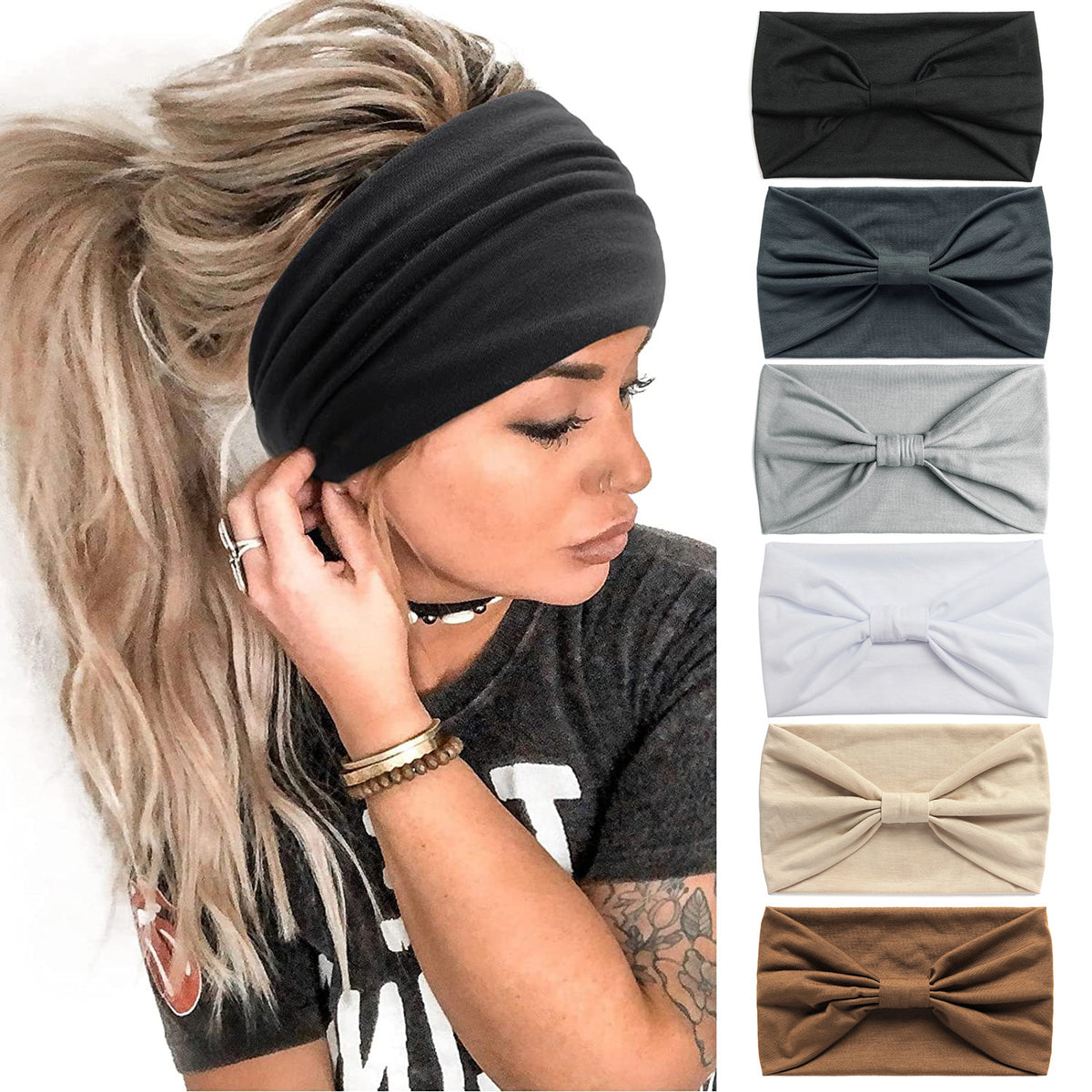 Solid Color Elastic Sports Hair Band Wide Yoga Hair Band Antiperspirant Sweat Absorbing Macaron Headband Waist Hair Band for Women - image 2