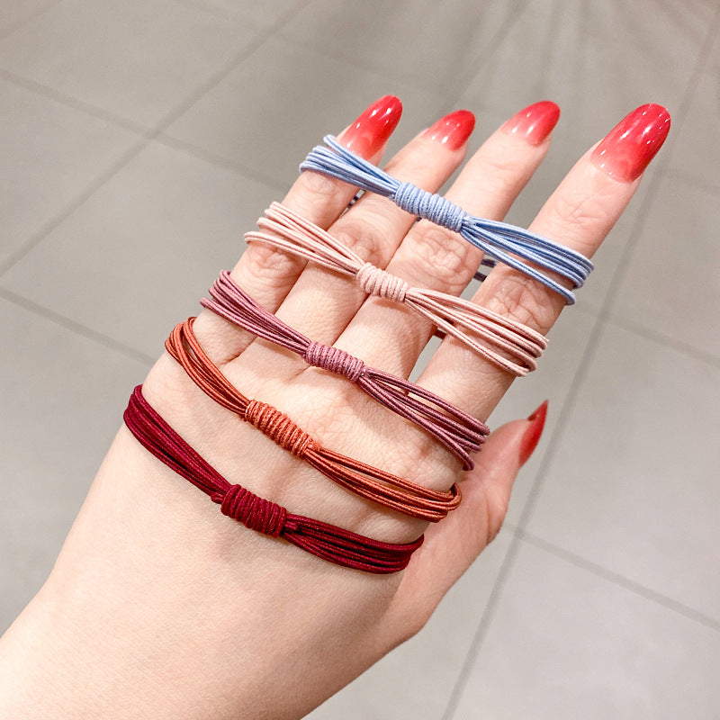 4 in 1 Internet Trending Rubber Band Basic Hair Rope Adult Hair Rope Women's Korean Style Fresh Style Headwear Simple Horsetail Hair Ring - image 2