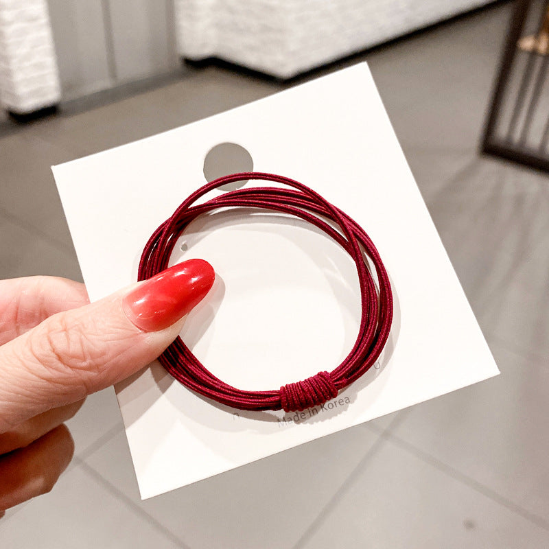 4 in 1 Internet Trending Rubber Band Basic Hair Rope Adult Hair Rope Women's Korean Style Fresh Style Headwear Simple Horsetail Hair Ring - image 4