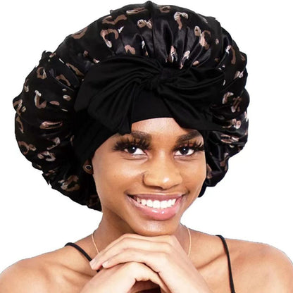 Amazon lace-up nightcap artificial silk home hat confinement cap long hair care silk nightcap Maternity maternity hat - image 5