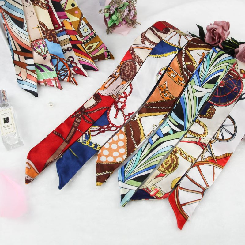 Silk scarf factory wholesale binding bag binding bow long strip hair belt ribbon small silk scarf gift box gift belt - image 1