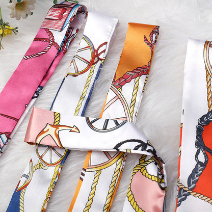 Silk scarf factory wholesale binding bag binding bow long strip hair belt ribbon small silk scarf gift box gift belt - image 2