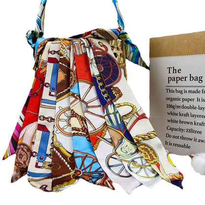 Silk scarf factory wholesale binding bag binding bow long strip hair belt ribbon small silk scarf gift box gift belt - image 5
