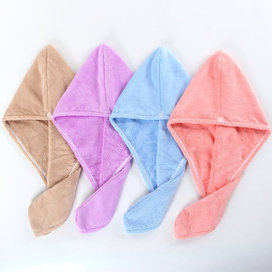 Xinwuli Sells Coral Velvet Quick-Drying Hair Drying Cap Women's Shower Cap Solid Color Long Hair Baotou Gift Wholesale High Value - image 1