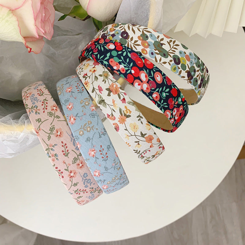 Korean style retro floral Plaid simple headband French headband versatile out hair accessories hair band Super fairy headdress for women - image 2