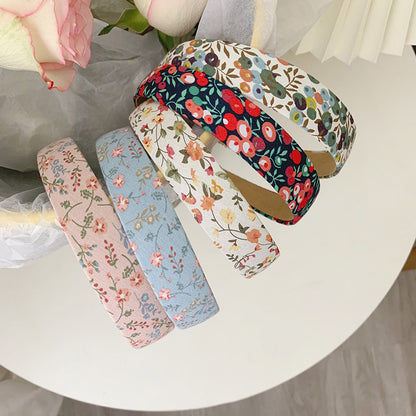 Korean style retro floral Plaid simple headband French headband versatile out hair accessories hair band Super fairy headdress for women - image 2