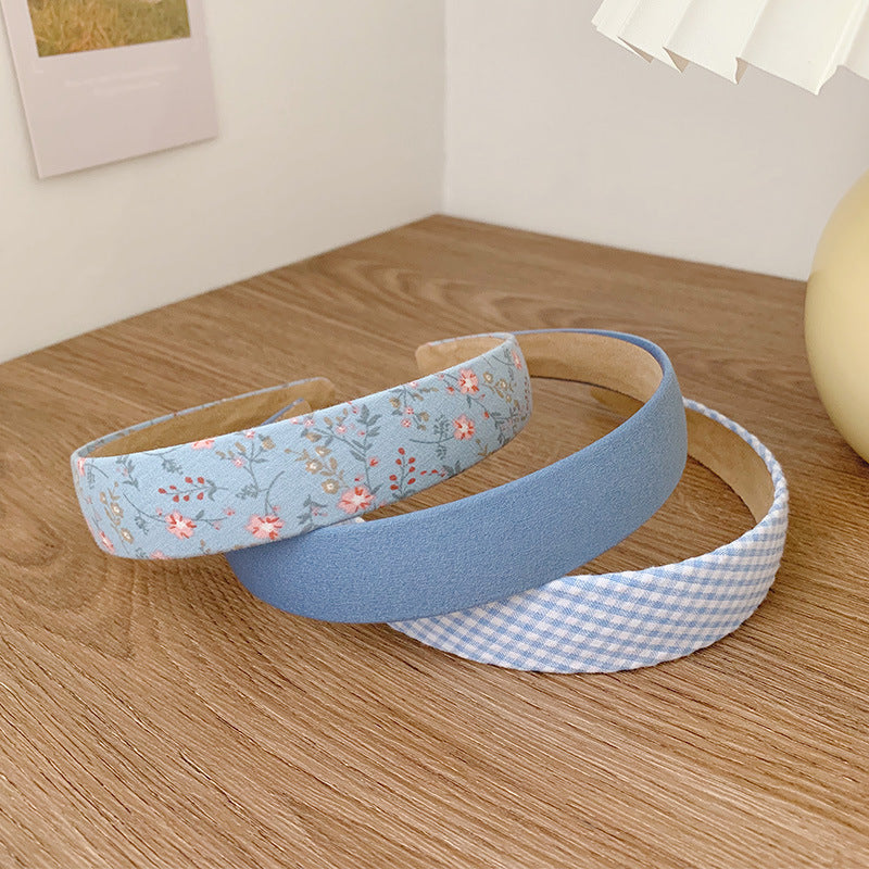 Korean style retro floral Plaid simple headband French headband versatile out hair accessories hair band Super fairy headdress for women - image 4
