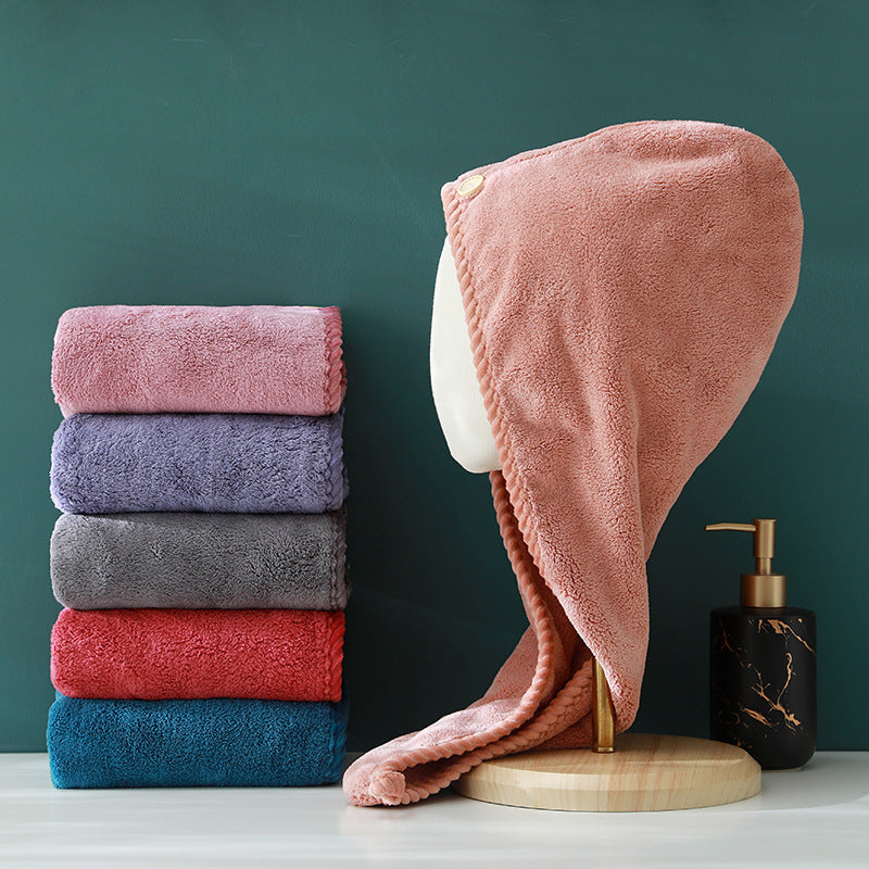 Factory wholesale microfiber coral fleece hair cap thickened absorbent quick-drying new women's head towel shower cap - image 1