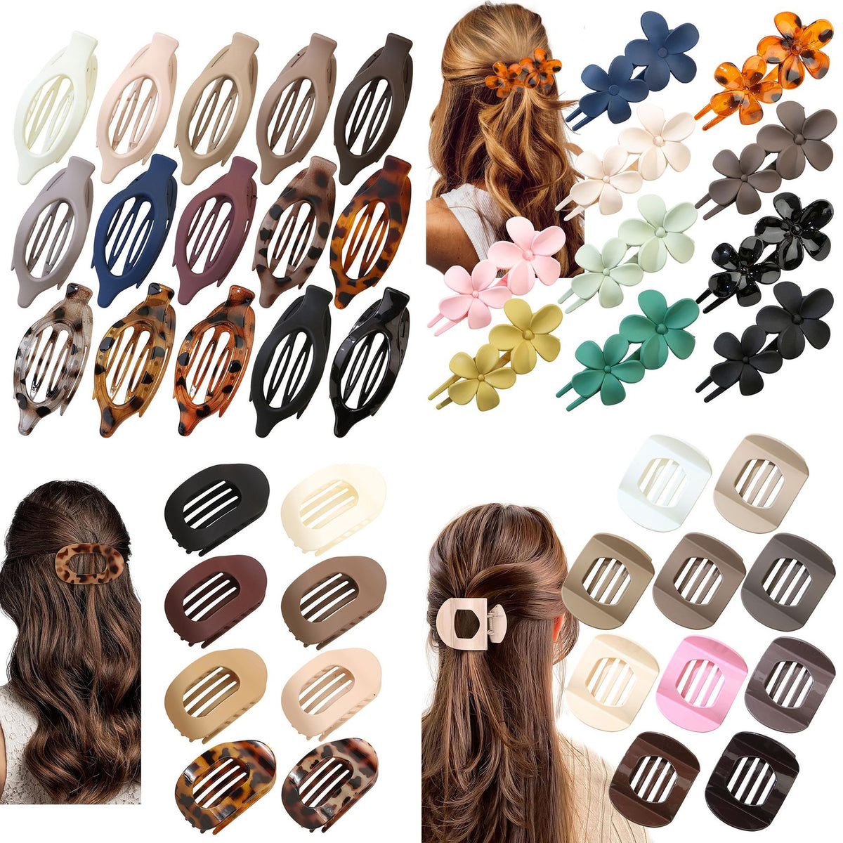 Amazon's Popular Hair Clip Set: Matte Claw Clips for the Back of the Head, Shark Clips That Don'T Hurt the Scalp, Flat Duckbill Clips, and Abalone Clips - image 2