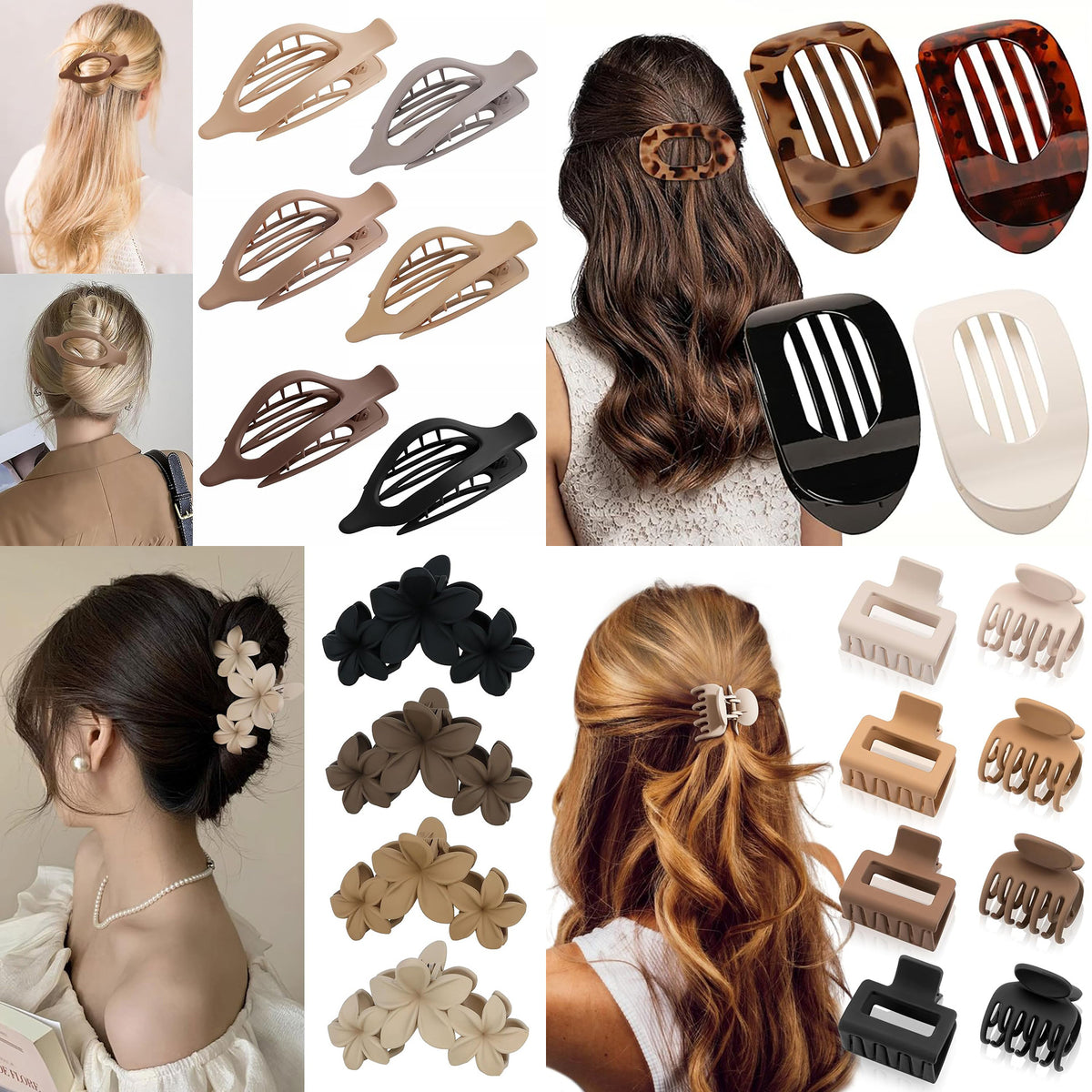 Amazon's Popular Hair Clip Set: Matte Claw Clips for the Back of the Head, Shark Clips That Don'T Hurt the Scalp, Flat Duckbill Clips, and Abalone Clips - image 3