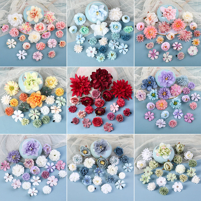 Silk Flower Headdress Han Dynasty Hairpin Flower Hair Accessories Set Ancient Style Head Flower Hairpin Flower Edge Clip Ancient Costume Accessories Photography Props - image 1