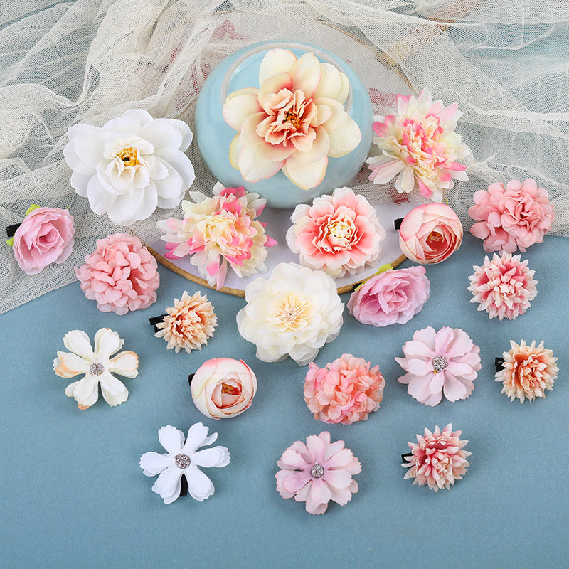 Silk Flower Headdress Han Dynasty Hairpin Flower Hair Accessories Set Ancient Style Head Flower Hairpin Flower Edge Clip Ancient Costume Accessories Photography Props - image 4