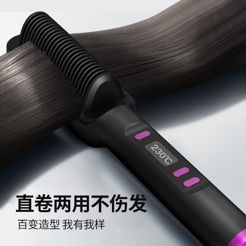 Cross-Border Lcd Hair Straightening Comb, Negative Ion Hair Straightener, Lazy Curling Iron, Dual-Use Straightening and Curling Automatic Electric Curling Comb - image 3