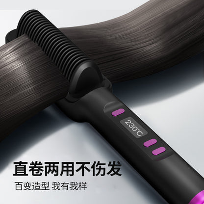 Cross-Border Lcd Hair Straightening Comb, Negative Ion Hair Straightener, Lazy Curling Iron, Dual-Use Straightening and Curling Automatic Electric Curling Comb - image 3