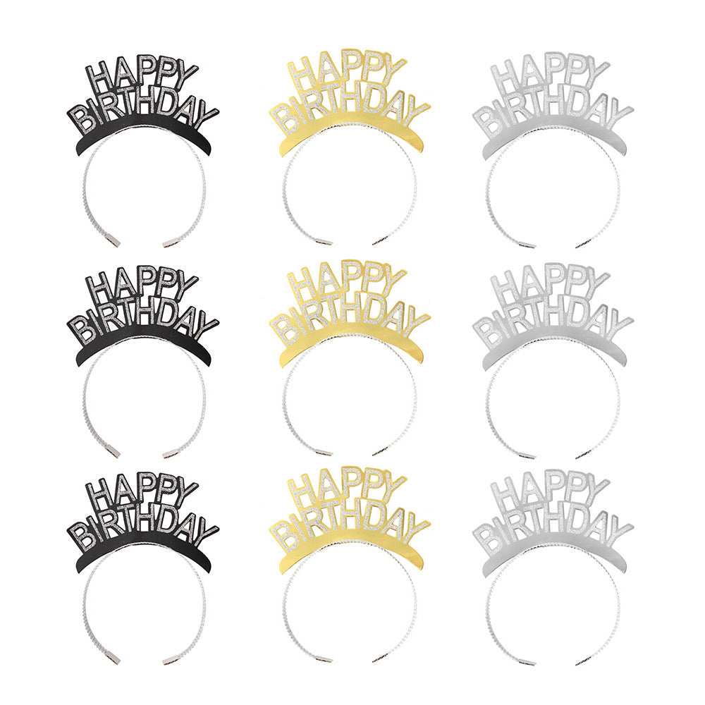 Happy New Year Headband Handmade Aluminum Foil Paper Atmosphere Fashion Holiday Party Headband Christmas Hair Accessories Headwear Headband - image 2