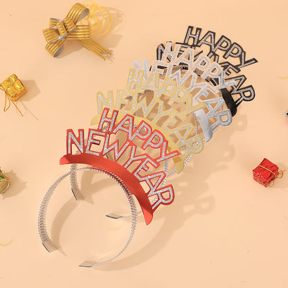 Happy New Year Headband Handmade Aluminum Foil Paper Atmosphere Fashion Holiday Party Headband Christmas Hair Accessories Headwear Headband - image 3