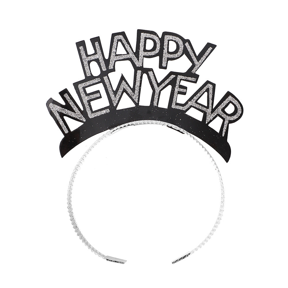 Happy New Year Headband Handmade Aluminum Foil Paper Atmosphere Fashion Holiday Party Headband Christmas Hair Accessories Headwear Headband - image 5